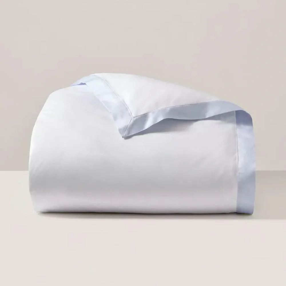 Ralph Lauren RL 624 Organic Cotton Sateen Border King Duvet Cover Blue Hycnth
